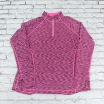 Ideology 1/4 Zip Pullover Womens Large Pink Space Dye Activewear Thumb Holes - $19.99