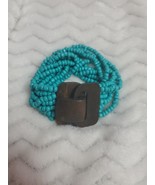Multi Stranded Glass Beaded Stretch Bracelet With Wooden Clasp - $279.17 MXN