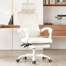 Ergonomic Office Chair with Footrest, Mesh Office Desk Chair with Headrest White - $173.99