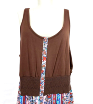 Tracy Porter Tank Dress maxi womens 14/16  brown floral cotton mixed media - £23.92 GBP