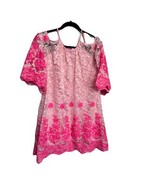 Whimsy Y2K Pink Lace Cold Shoulder Dress Size 14 Floral Overlay Festival... - $628.47 MXN