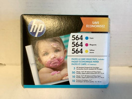 NEW HP 564 3-Pack CYAN/YELLOW/MAGENTA Ink Cartridges + Photo Paper J2X80AN - $13.81