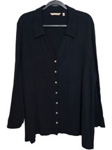 Soft Surroundings Plus Size 3X Black OCEANA Gauze Tunic Shirt Relaxed Fit Button - £31.44 GBP