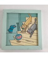 Otter Be Happy Framed Artwork Whimsical Cats &amp; Hampster Artist Signed A.... - $66.26 CAD