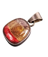 Vintage Handmade Dichroic Glass 925 Sterling Silver Pendant, 20mm Yellow... - $473.21 MXN
