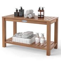 30 Inch Teak Wood Shower Bench Inside Shower Stool with Storage Shelf - ... - $3,239.27 MXN