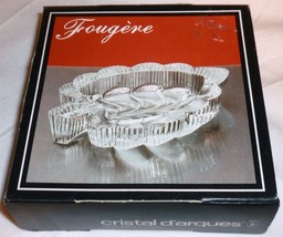 CHARMING SMALL 24% LEAD CRYSTAL LEAF DISH BY CRISTAL D&#39;ARQUES FOUGERE NMB - £9.21 GBP