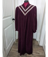 Vintage Vanity Fair Velour Robe sz Large red zipper Burgundy paisley Hou... - $30.07 CAD