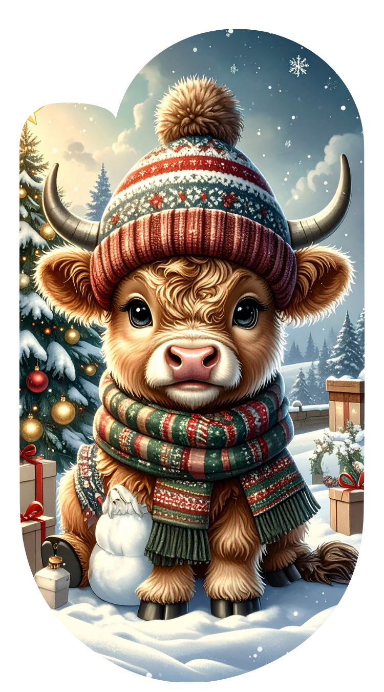 Winter Christmas Cow Paperclip Design Clipart 120PNG Digital Download Bundle  Item image 3