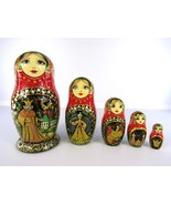 Matryoshka Nesting Dolls 7.9&quot; 5 Pc., Traditional Fairytale Hand Made Rus... - £70.34 GBP