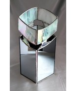 Stained Glass &amp; Mirror Column Candle Holder w/ Open Ends - £22.98 GBP