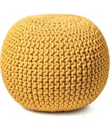 FRELISH DECOR Round Pouf Ottoman Hand Knitted 100% Cotton Pouf Foot Stoo... - €50,83 EUR
