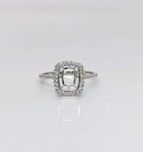 Beautiful Halo Ring Semi mount Cushion 10x8mm Moissanite 925Sterling Silver Ring - £38.53 GBP