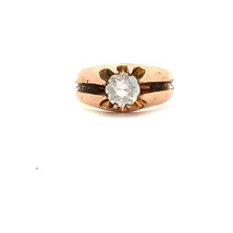 Vtg Signed 14k Gold Shell Prong Cubic Zirconia Stone Engagement Cocktail Ring 8 - £42.64 GBP
