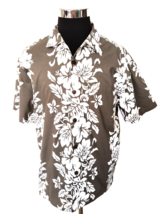 Hilo Hattie Island Casual  Shirt Men&#39;s Size X-Large Taupe White Floral C... - £16.34 GBP
