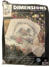 2004 Dimensions Hollyhock Cottage Quilt Stamped Cross Stitch Kit 34x43 Used 3216 - $24.16