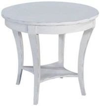 Center Table Holland Round Antiqued White Mango Solid Wood Curved Legs Tier - £1,405.80 GBP