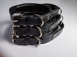 Shwaan |Genuine Leather Handle| Dog Collar| Pattern handmade| Medium-15" - 19" - $41.99