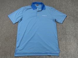 Peter Millar Polo Shirt Mens Medium Blue White Striped Summer Comfort Go... - $29.69