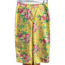 Lauren Ralph Lauren yellow floral flat front pockets belt loops capris s... - £26.10 GBP