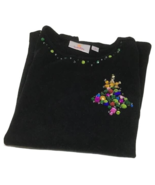 Quaker Factory Ladies Top Christmas Holiday Tree Sequins Gems Bead XS Bl... - £27.09 GBP