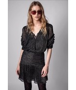 Zadig &amp; Voltaire Ralf Lurex Mini Dres Black Metallic $578 Sz M, NWT Stuc... - $138.78 CAD