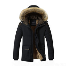 Men  Fur Hooded Parka Coat Chilly Day Hodded Warm Ultra Ligh - $120.00