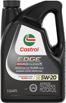 Castrol Edge High Mileage 5W-20 Advanced Full Synthetic Motor Oil, 5 Quarts NEW - £37.14 GBP