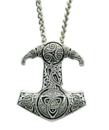 Thor&#39;s Hammer Necklace Raven Skane Triquetra Triskele Pendant 22&quot; Steel ... - £13.01 GBP
