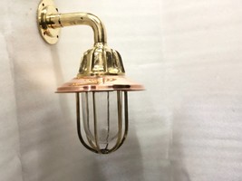 Nautical Arched Bulkhead New Brass Wall Sconce Ship Light With Copper Shade 1 Pc - £118.33 GBP