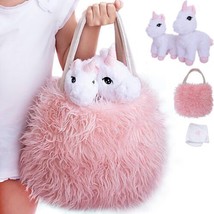 New Unicorn Plush Girls 4 Pc Set Mommy &amp; Baby Stuffed Animals w/ Bag &amp; Blanket ! - £28.08 GBP