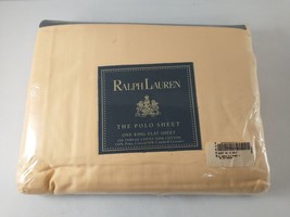 Vintage Ralph Lauren The Polo Sheet Buttercup King Flat Cotton Bed Sheet New! - £62.16 GBP