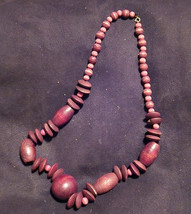 Vintage Wood Beaded 25 Inch Necklace Funky Classic Tribal Look - $24.99