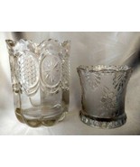 EAPG Clear Glass Scalloped Celery Vase &amp; Floral Patterned Frosted Spooner - €23,66 EUR