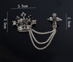 King Crown Cross Lucky Vintage Look Silver Plated Celebrity Broach Queen Pin S5 - £14.28 GBP