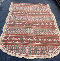 Vintage BATES Bedspread Blanket Throw Southwest Tribal Exotic Cotton Weave Twin - £55.91 GBP