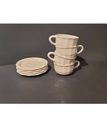 Pfaltzgraff HERITAGE WHITE Set of 4 Coffee Mugs/ Tea Cups and Saucers - $23.38