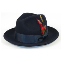 Men's Milani Wool Fedora Hat Soft Crushable Lined FD219 Navy Blue image 4