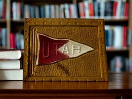 Utah University College Pennant Tobacco Leather Premium Insert C 1910&#39;s - $18.58