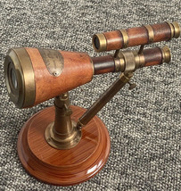 Brass Victorian Double Barrel Telescope with Wooden Base Uk Seller Uk Stock - £44.70 GBP