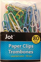 JUMBO PAPER CLIPS MULTI-COLOR Metal Vinyl Coated  2 inch/50mm 80/pack - $3.46