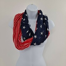 Infinity Scarf Gauzy American Flag Red White And Blue Stars And Stripes 76x20 - £11.11 GBP
