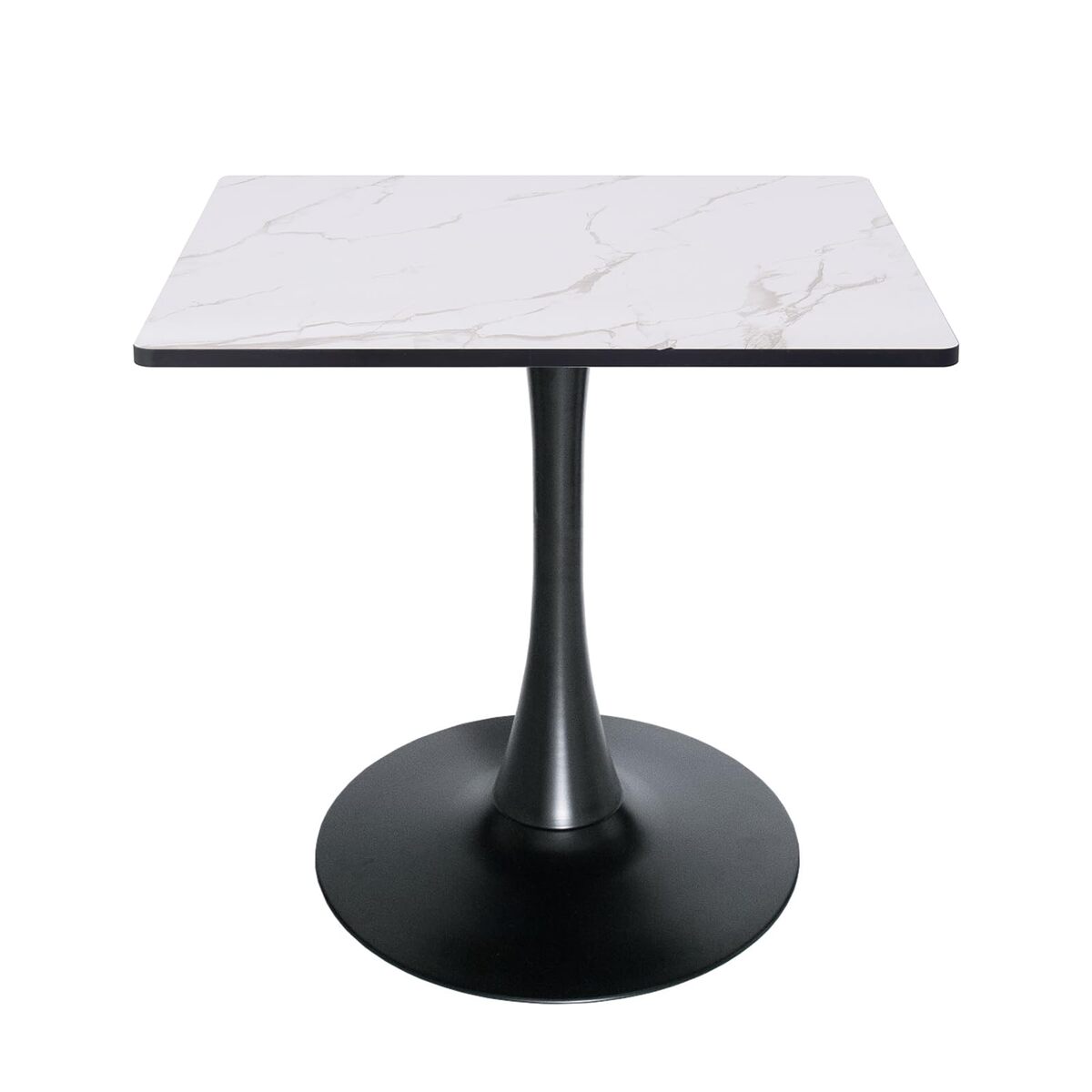 LeisureMod Bristol Square Dining Table with Marble White MDF Top and Sta... - $196.00+
