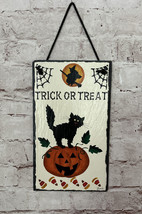 Halloween Trick Or Treat Jack O Lantern Pumpkin Painted Slate Wall Hanging Decor - £23.17 GBP