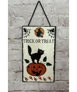 Halloween Trick Or Treat Jack O Lantern Pumpkin Painted Slate Wall Hangi... - £23.23 GBP