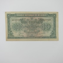 Belgium 10 Francs Banknote World War WWII-2 Paper Currency Vintage 1943 - £7.84 GBP