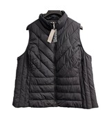 Market &amp; Spruce Puffer Vest Womens M Black Quilted Full Zip Sleeveless Long - $55.29 CAD