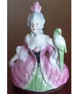 Beautiful Antique Porcelain Figural Lid – COLONIAL WOMAN WITH PARROT – V... - $27.06 CAD