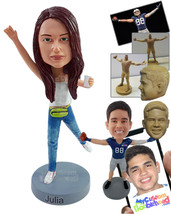 Personalized Bobblehead Sporty gal doing some yoga moves with a fanny pack and h - £72.96 GBP