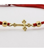 Kabbalah Red String Bracelet 14k Solid Gold Christian Cross Suerte Prote... - £106.78 GBP